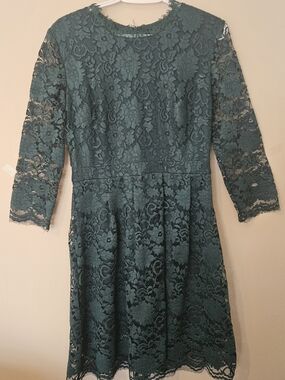 Teal Lace Fit & Flare Cocktail Dress Large Size.